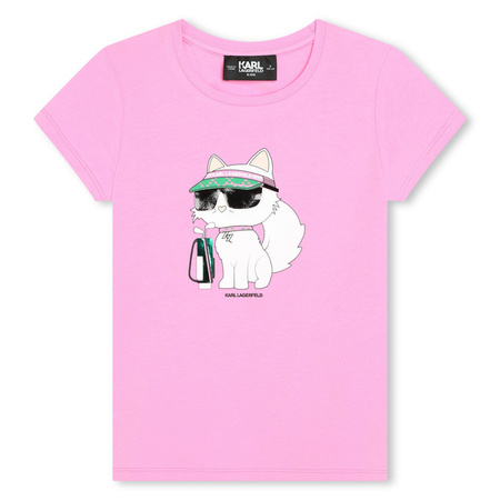 KARL LAGERFELD T-shirt dziecięcy dla dziewczynki z logo różowy