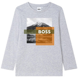 BOSS KIDS T-shirt chłopięcy z długim rękawem szary