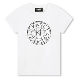 KARL LAGERFELD T-shirt dziecięcy dla dziewczynki z logo biały