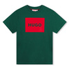 HUGO T-shirt chłopięcy  z krótkim rękawem z nadrukiem zielony