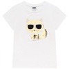 KARL LAGERFELD KIDS T-shirt dziewczęcy z krótkim rękawem biały z apikacją