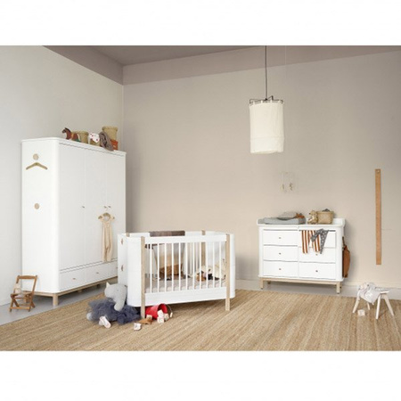  OLIVER FURNITURE Łóżeczko dziecięce Wood MINI white/oak + pakiet junior do 9 lat