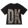 DKNY T-shirt dziewczęcy czarny z nadrukiem 