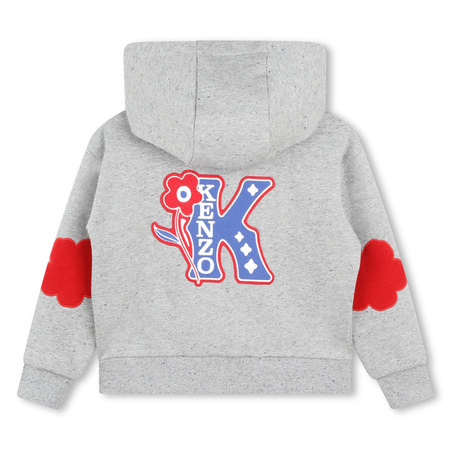 KENZO Kids Bluza dziewczęca dresowa z kapturem szara z logo