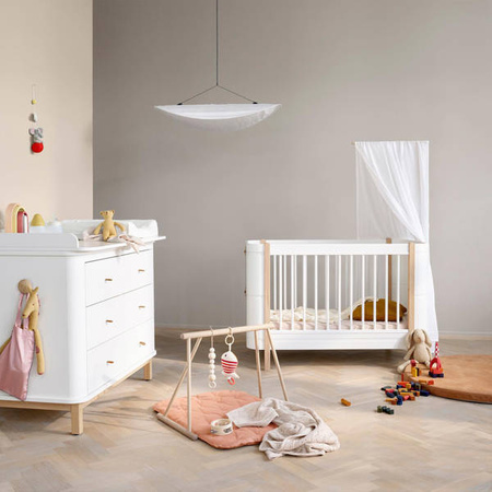  OLIVER FURNITURE Łóżeczko dziecięce Wood MINI white/oak + pakiet junior do 9 lat