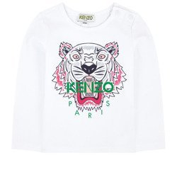 KENZO Kids T-shirt niemowlęcy dla dziewczynki z długim rękawem biały Tiger