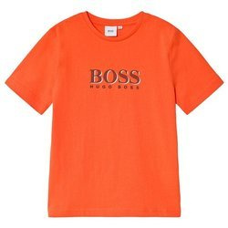 BOSS KIDS T-shirt chłopięcy z krótkim rękawem pomarańczowy