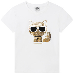 KARL LAGERFELD KIDS T-shirt dziewczęcy z krótkim rękawem biały z apikacją