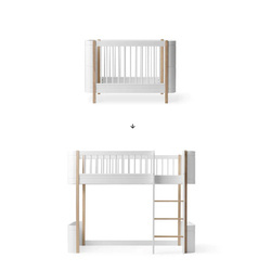 OLIVER FURNITURE Conversion kit Wood Łóżeczko dziecięce MINI+ COT BED do łóżka LOW LOFT BED, WHITE/OAK