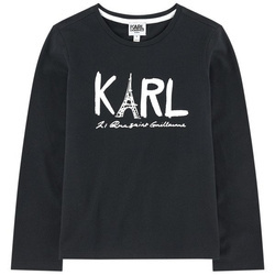 KARL LAGERFELD KIDS T-shirt dziecięcy z długim rękawem z nadrukiem czarny