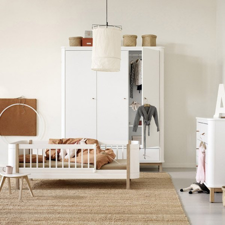  OLIVER FURNITURE Łóżeczko dziecięce Wood MINI white/oak + pakiet junior do 9 lat