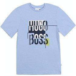 BOSS KIDS T-shirt chłopięcy z krótkim rękawem błękitny