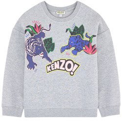 KENZO Kids Bluza dziewczęca szara z nadrukiem