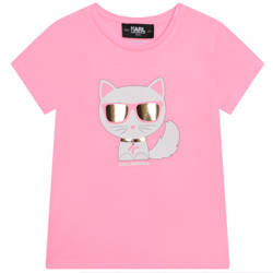 KARL LAGERFELD KIDS T-shirt dziewczęcy z krótkim rękawem różowy