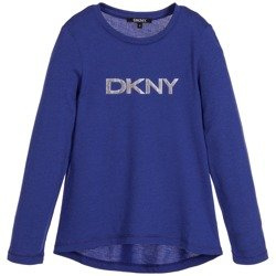 DKNY T-shirt dziewczęcy z długim rękawem niebieski