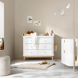 OLIVER FURNITURE WOOD Komoda dziecięca z trzema szufladami i przewijakiem, white/oak