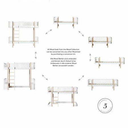  OLIVER FURNITURE Łóżko dziecięce Wood Original biały/dąb 90x200 cm 