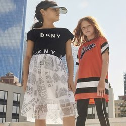 DKNY Spódnica dziewczęca biała z czarnym nadrukiem