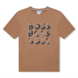 BOSS KIDS T-shirt chłopięcy z krótkim rękawem brązowy