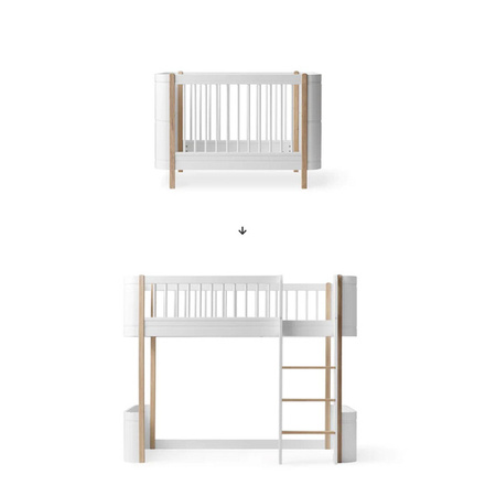  OLIVER FURNITURE Conversion kit Wood Łóżeczko dziecięce MINI+ COT BED do łóżka LOW LOFT BED, WHITE/OAK