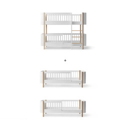 OLIVER FURNITURE Zestaw do przekształcenia łóżka Mini + Low Bunk Bed do 2 łóżek Mini+ Junior white/oak