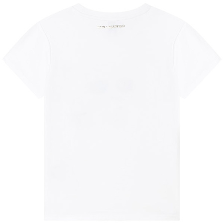 KARL LAGERFELD KIDS T-shirt dziewczęcy z krótkim rękawem biały z kolorową aplikacją