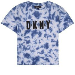 DKNY T-shirt chłopięcy z krótkim rękawem biało-niebieski