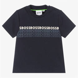 BOSS KIDS T-shirt dziecięcy dla chłopca z krótkim rękawem granatowy