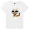 KARL LAGERFELD KIDS T-shirt dziewczęcy z krótkim rękawem biały z kolorową aplikacją