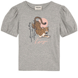 KENZO Kids T-shirt dziewczęcy z krótkim rękawem z nadrukiem tygrysa