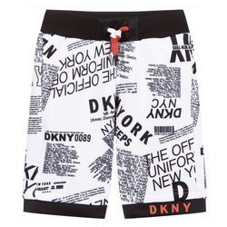 DKNY Spodenki chłopięce białe z czarnym nadrukiem