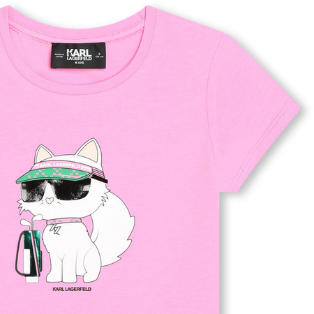 KARL LAGERFELD T-shirt dziecięcy dla dziewczynki z logo różowy