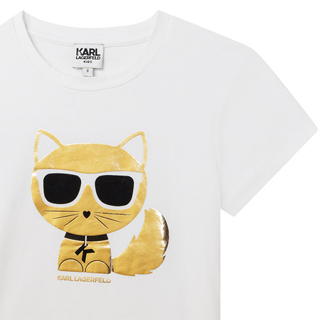 KARL LAGERFELD KIDS T-shirt dziewczęcy z krótkim rękawem biały z apikacją