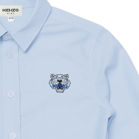 KENZO Kids Koszula chłopięca Oxford błękitna Tiger