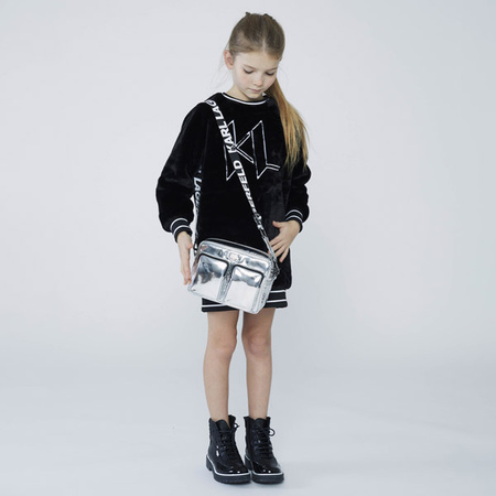 KARL LAGERFELD Kids MINI MI Torebka dziewczęca na ramię srebrna