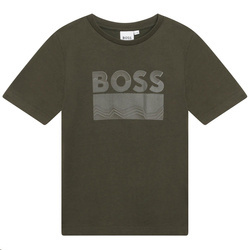 BOSS KIDS T-shirt chłopięcy z krótkim rękawem ciemno-zielony