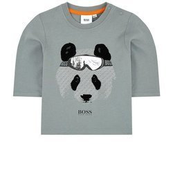 BOSS Kids T-shirt dziecięcy dla chłopca z długim rękawem szary