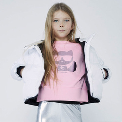 KARL LAGERFELD KIDS Bluza dziecięca różową a aplikacją kotka