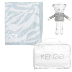 KENZO Kids Kocyk niemowlęcy z bawełny i kaszmiru z maskotką