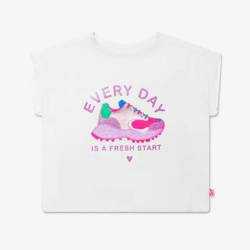 BILLIEBLUSH T-shirt dziewczęcy z krótkim rękawem biały z aplikacją z cekinów