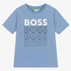 BOSS KIDS T-shirt dziecięcy dla chłopca z krótkim rękawem błękitny