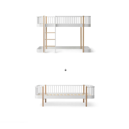  OLIVER FURNITURE Zestaw do przekształcenia łóżka ORIGINAL LOW LOFT BED H=138CM do ORIGINAL DAY BED, WHITE/OAK W97 X L207 X H69