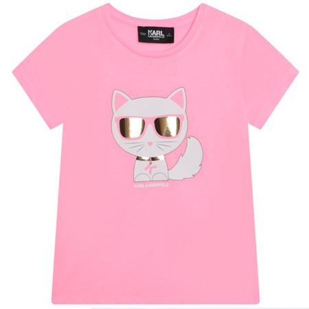 KARL LAGERFELD KIDS T-shirt dziewczęcy z krótkim rękawem różowy