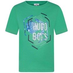 BOSS Kids T-shirt chłopięcy z krókim rękawem z nadrukiem logo zielony