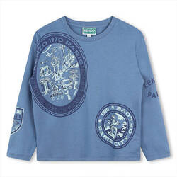 KENZO Kids T-shirt chłopięcy z długim rękawem z nadrukiem