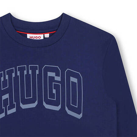 HUGO T-shirt chłopięcy  z długim rękawem z nadrukiem niebieski