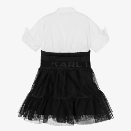 KARL LAGERFELD KIDS Sukienka dziewczęca biało-czarna