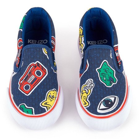 KENZO Kids Tenisówki dla chłopca granatowe z kolorowym nadrukiem